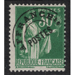PREO No069 - TYPE PAIX 30c VERT - NON EMIS - NEUF AVEC TRACE - COTE 6000€.