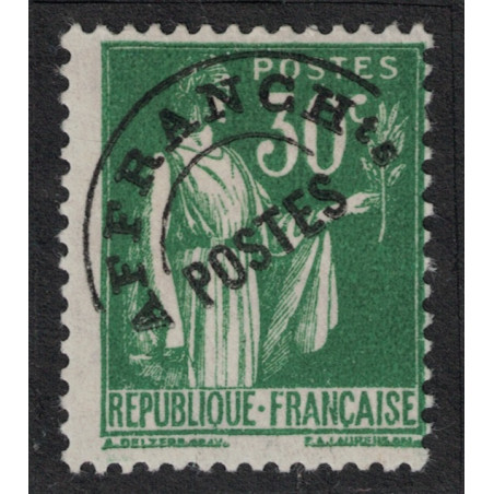 PREO No069 - TYPE PAIX 30c VERT - NON EMIS - NEUF AVEC TRACE - COTE 6000€.