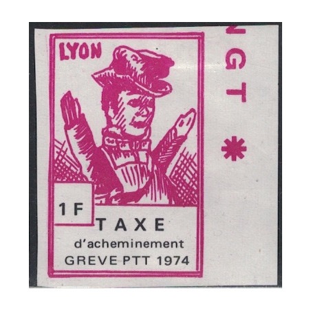 TIMBRE DE GREVE - No34 - GREVE DE LYON - COTE 60€ - SANS GOMME.