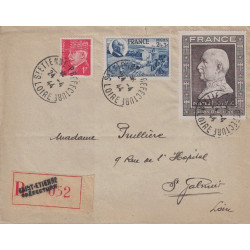 PETAIN - 3 EMISSIONS - No514-606 ET 607 SUR LETTRE RECOMMANDEE - ST ETIENNE - LOIRE - LE 24-4-1944.