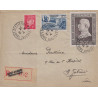 PETAIN - 3 EMISSIONS - No514-606 ET 607 SUR LETTRE RECOMMANDEE - ST ETIENNE - LOIRE - LE 24-4-1944.