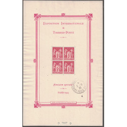 BLOC FEUILLET No0001 - 5F SAGE - EXPOSITION INTERNATIONALE DE TIMBRES-POSTE EN 1925 - COTE 1500€.