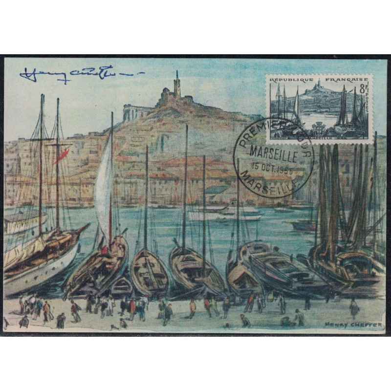 CHEFFER Henry 1880-19578 - PEINTRE ET GRAVEUR DE TIMBRES ET DE BILLETS - CARTE MAXUMUM MARSEILLE.