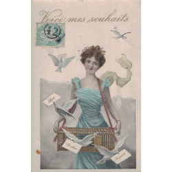 PARIS - JOUR DE L'AN - TYPE BLANC - CHIFFRE 42 DANS UN CERCLE - CARTE DE PARIS POUR PARIS.