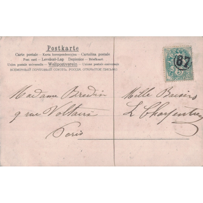 copy of PARIS - JOUR DE L'AN - TYPE BLANC - CHIFFRE 118 DANS UN CERCLE - ENTIER POSTAL 5c DE PARIS POUR PARIS.