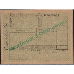 PETAIN - 1F20 - CARTE POSTALE DE SERVICE - 5000 POINTS - COMPLET AVEC FICHE COMPTABLE - RARE - COTE 450€.