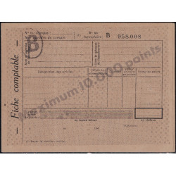 PETAIN - 1F20 - CARTE POSTALE DE SERVICE - 10 000 POINTS - COMPLET AVEC FICHE COMPTABLE - RARE - COTE 600€.