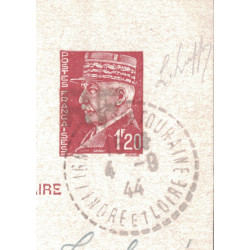 PETAIN - 1F20 - CARTE POSTALE REPONSE PAYEE - SURCHARGE RF  -SIGNE CALVES ET MAYER - COTE 1100€.