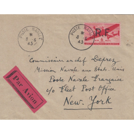 VAR - TOULON - 6 CENTS USA - PAM N°32 - SURCHARGE RF - LE 8-6-1945 - SIGNE CALVES.