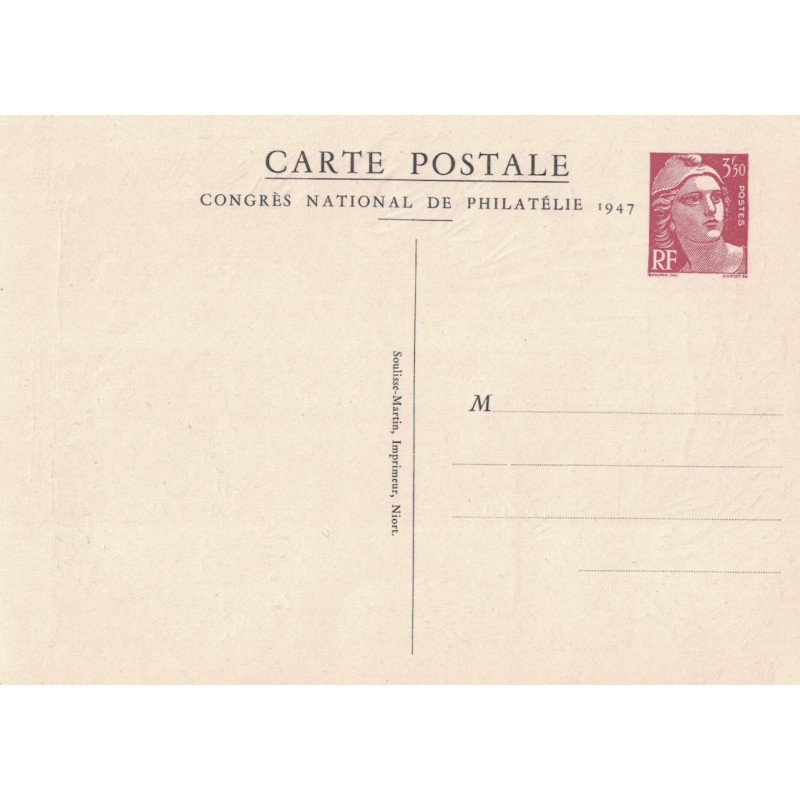 copy of GANDON - ENTIER CARTE POSTALE 3F50 ROUGE BRUN SUR BLANC - NEUVE.