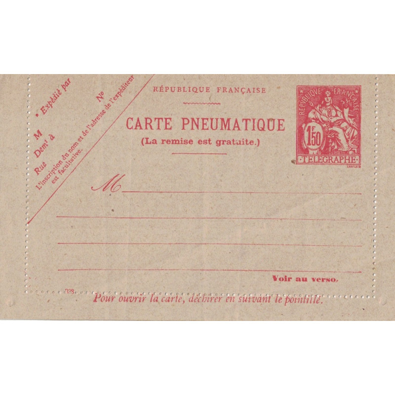 copy of CHAPLAIN - CARTE PNEUMATIQUE -1F60 - VERSO DIMENSION MAXIMA FORMAT 225x125 - COTE 25€..