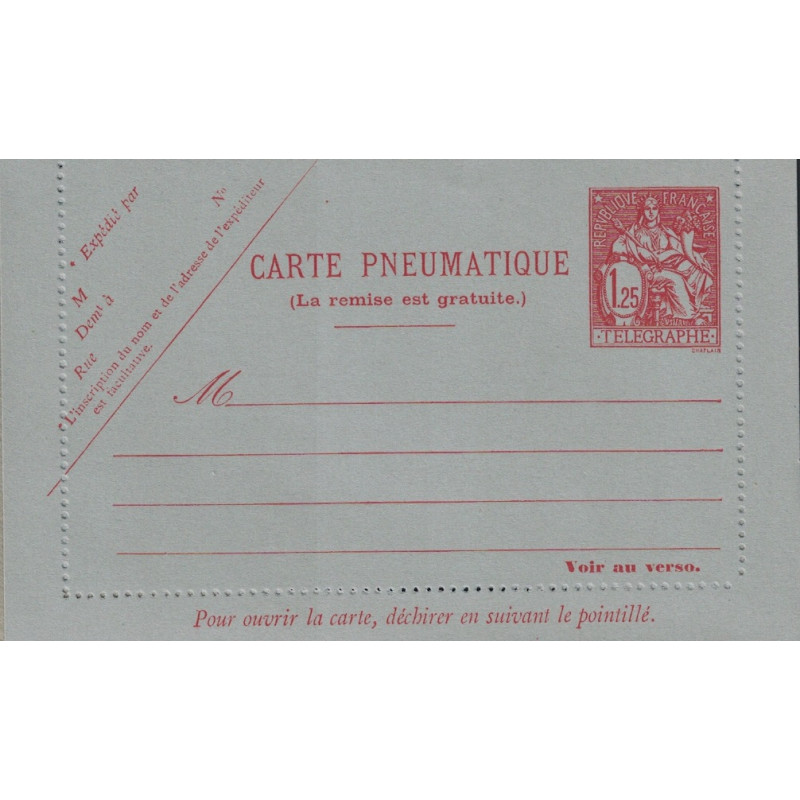 copy of CHAPLAIN - CARTE PNEUMATIQUE -1F60 - VERSO DIMENSION MAXIMA FORMAT 225x125 - COTE 25€..