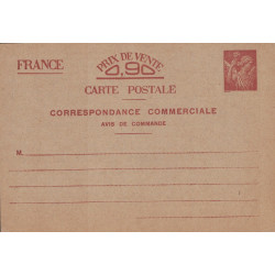 IRIS - 0.90c - CORRESPONDANCE COMMERCIALE - AVIS DE COMMANDE - NEUVE - COTE 120€.