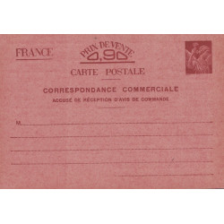 IRIS - 0.90c - CORRESPONDANCE COMMERCIALE - ACCUSE DE RCEPTION D' AVIS DE COMMANDE - NEUVE - COTE 150€.