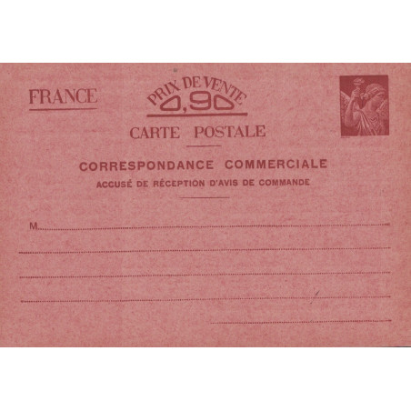 IRIS - 0.90c - CORRESPONDANCE COMMERCIALE - ACCUSE DE RCEPTION D' AVIS DE COMMANDE - NEUVE - COTE 150€.