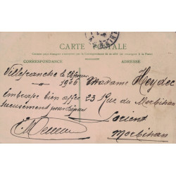 CUIRASSE LE GAULOIS - GRIFFE LINEAIRE DU NAVIRE - PEU COURANT -CARTE DE MENTON LE 28-2-1906 - EN RADE DE VILLEFRANCHE..