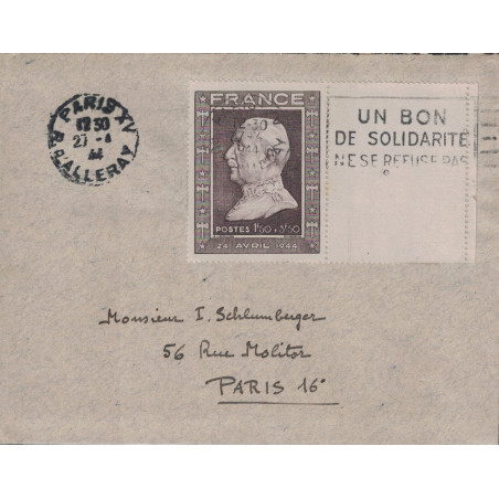 PARIS - XV - D.D'ALLERAY - PETAIN N°606  SEUL SUR LETTRE  - LE 27-4-1944.