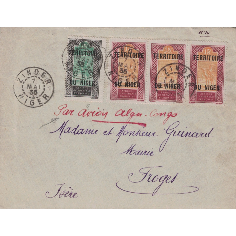 copy of NIGER - ZINDER - EXPOSITION INTERNATIONALE PARIS 1931 - LE 4-10-1937 POUR DAKAR.