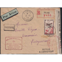 REUNION - CILAOS POUR MADAGASCAR - FORCES FRANCAISES COMBATTANTES - LIAISON AERIENNE REUNION MADAGASCAR 20-12-1943.