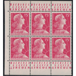 No1011 - 15F MULLER x 6 AVEC PUB MACHINE A LAVER LINCOLN (BLOC DE CARNET).