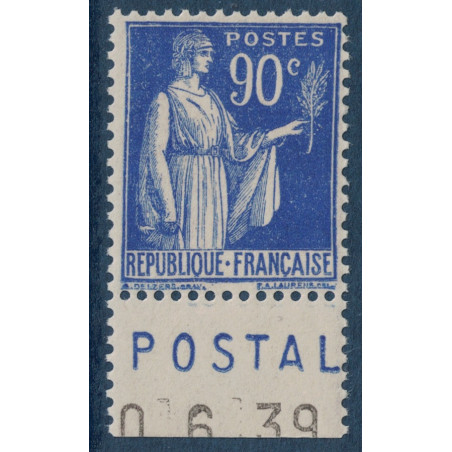 No0368 - TYPE PAIX 90c BLEU - PUB POSTAL.