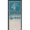 No0217 - SEMEUSE 25c/30c - BANDE PUB GIBBS.