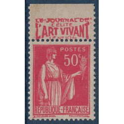 No0283 - TYPE PAIX - 50c AVEC BANDE PUB JOURNAL L'ART VIVANT.