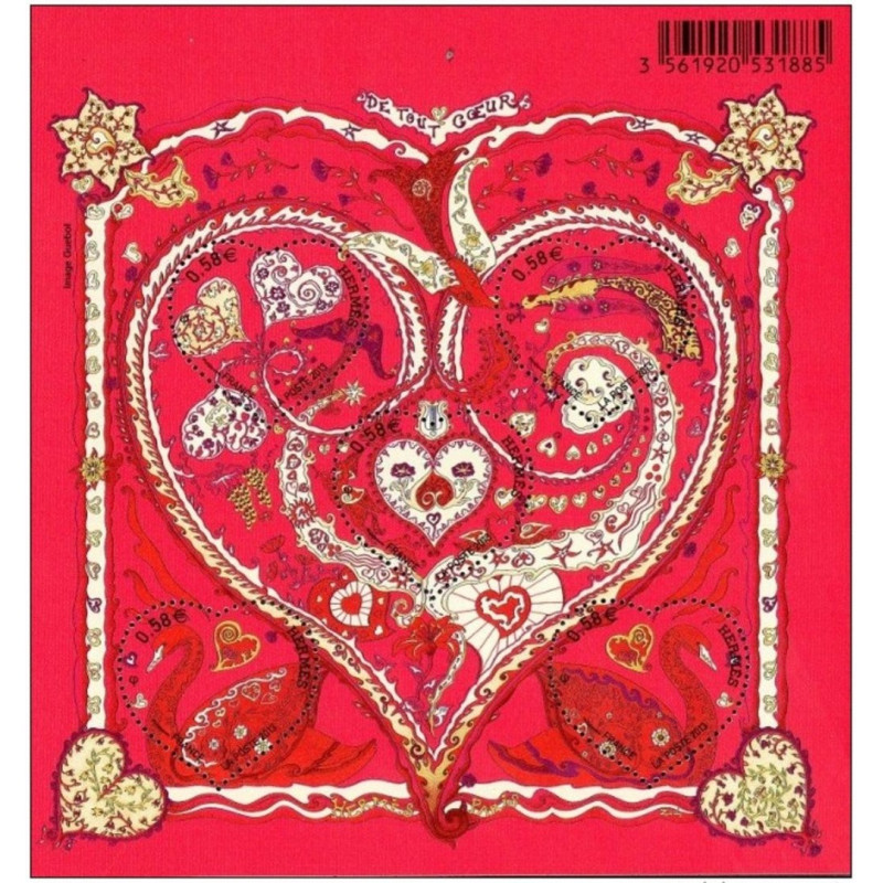 copy of BLOC FEUILLET No0134 - COEUR DE BACCARAT - SAINT VALENTIN.