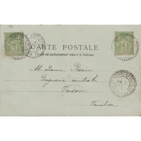 VAUCLUSE - ST PIERRE DE VASSOLS - 3 MAI 1901 - 5c SAGE N°106x2 - CARTE POSTALE POUR VAISON.