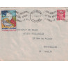 RHONE - LYON - GANDON 15F - SUR LETTRE AVEC VIGNETTE DE LA FOIRE DE LYON - OMEC FOIRE INTERnale LYON 1949.