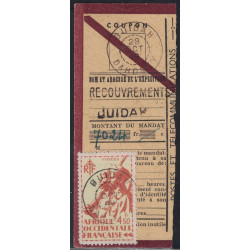 DAHOMEY - OUIDAH - LE 28-9-1949 - COUPON DE MANDAT AVEC AFFRANCHISSEMENT A 4F50.
