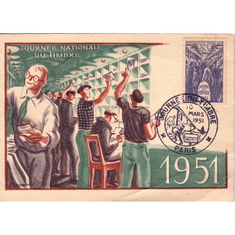 JOURNEE DU TIMBRE 1951 - PARIS 10-3-1951- COTE 160€