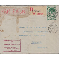 MADAGASCAR - DZAOUDZI - COMORES - 1er LIAISON COMORES-MADAGASCAR - 27-4-1944.