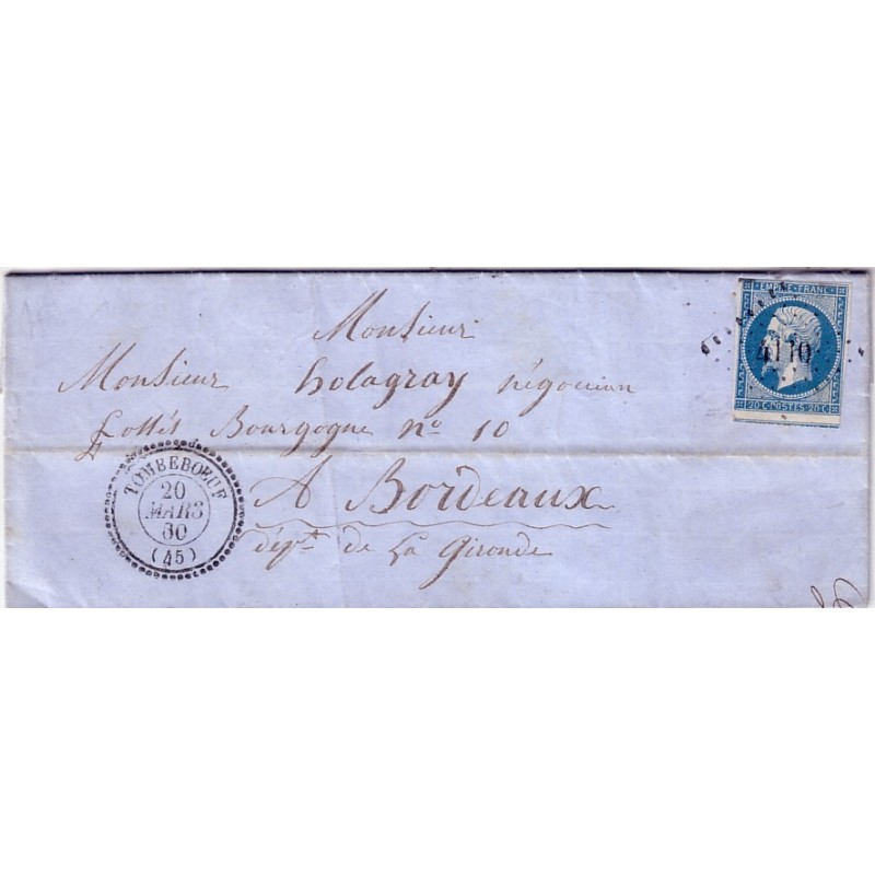 LOT ET GARONNE - TOMBEBOEUF T22 20-3-1860 No14 OBL.PC4110.