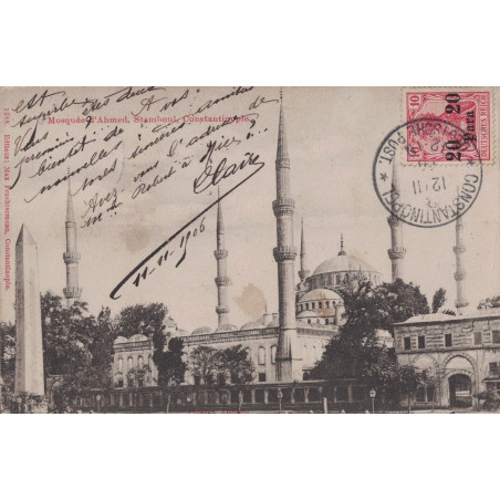 LEVANT ALLEMAND - CONSTANTINOPEL DEUTSCHE POST - 12-11-1906 - CARTE POUR BARCELONE - ESPAGNE.