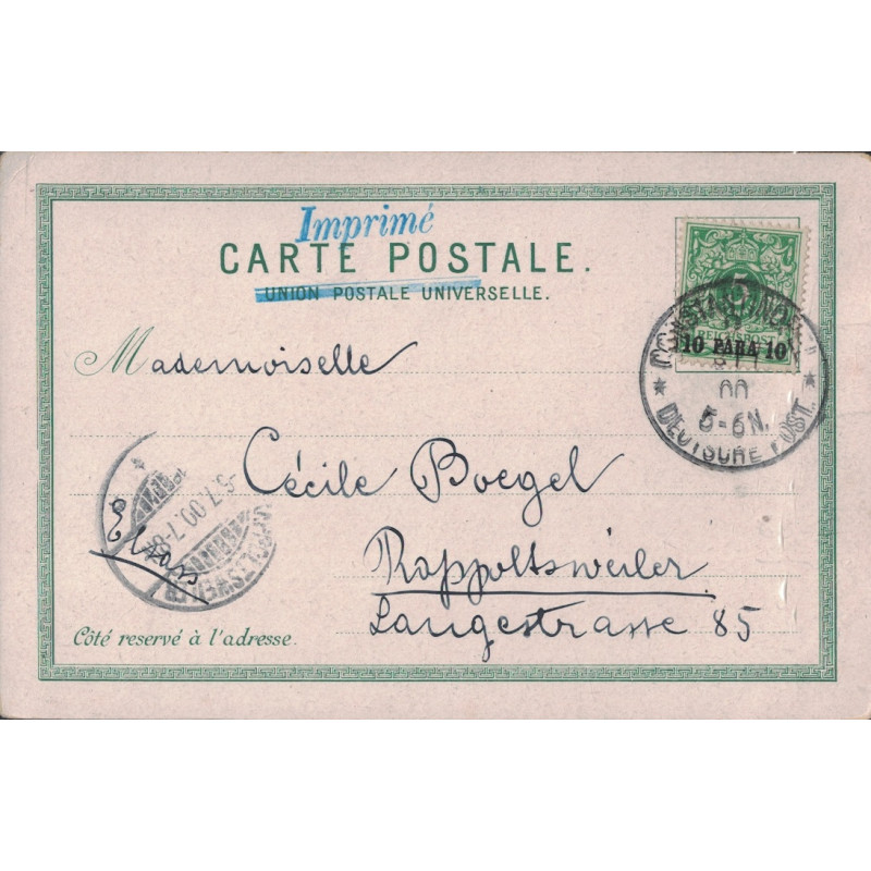 LEVANT ALLEMAND - CONSTANTINOPEL DEUTSCHE POST - 6-7-1900 - CARTE POUR L'ALLEMAGNE. LEVANT ALLEMAND - CONSTANTINOPEL DEUTSCHE POST - 6-7-1900 - CARTE POUR L'ALLEMAGNE.