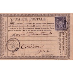 GERS - CONDOM 27-8-1878 + BR E DE CAUSSENS / 10c SAGE.