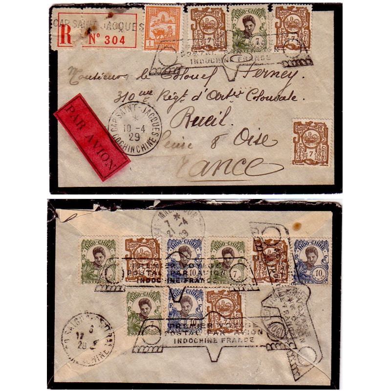 INDOCHINE - SAIGON-PARIS - NOUVEAU RECORD DE RAPIDITE - LETTRE DE SAIGON POUR LA FRANCE LE 10-4-1929. INDOCHINE - SAIGON-PARIS - NOUVEAU RECORD DE RAPIDITE - LETTRE DE SAIGON POUR LA FRANCE LE 10-4-1929.