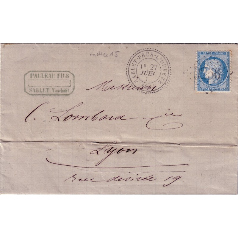 VAUCLUSE - SABLET-PRES-L'OUVEZE - (86) T24 DU 27 JUIN 1872