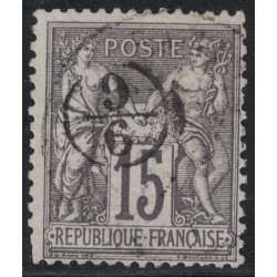 No077 - 15c SAGE - OBLITERATION CACHET DE FACTEUR 9/6 - RARE.
