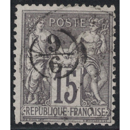 No077 - 15c SAGE - OBLITERATION CACHET DE FACTEUR 9/6 - RARE.