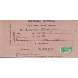 VAUCLUSE - MALEMORT DU COMTAT - GANDON 3x5F SUR AVIS DE RECEPTION.