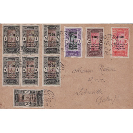 TOGO - OCCUPATION FRANCAISE - ANECHO LE 25-3-1919 - BEL AFFRANCHISSEMENT POUR LE GABON.