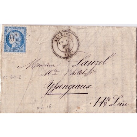 BOUCHES DU RHONE - ALLEINS T24 5-12-1872 No60 OBL.GC 6015.