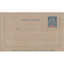 MADAGASCAR - CARTE LETTRE - TYPE GROUPE - 15c BLEU SUR GRIS - SANS DATE.
