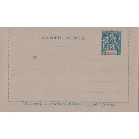 MAYOTTE - TYPE GROUPE - CARTE LETTRE - 15c NEUVE.