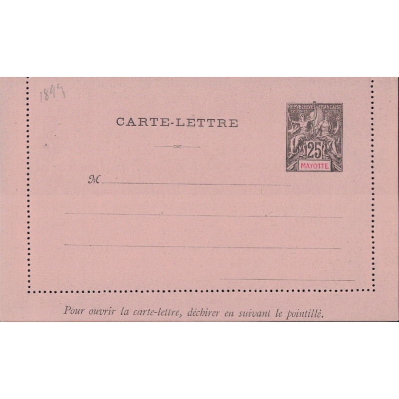 MAYOTTE - TYPE GROUPE - CARTE LETTRE - 25c.