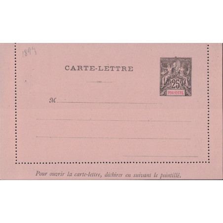 MAYOTTE - TYPE GROUPE - CARTE LETTRE - 25c.