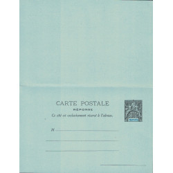 MAYOTTE - TYPE GROUPE - CARTE POSTALE AVEC REPONSE NEUVE 10+10c NOIR SUR BLEU.