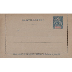 DIEGO SUAREZ ET DEPENDANCE - TYPE GROUPE - CARTE LETTRE 15c BLEU SUR GRIS.